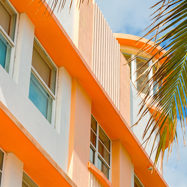 Orange Building with Palm Tree